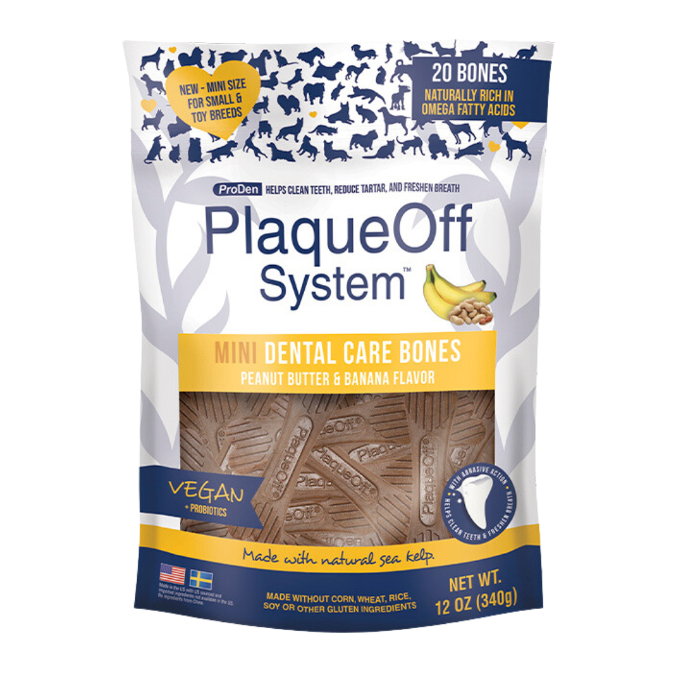 PlaqueOff Dental Bones Mini Peanut Butter & Banana, 340 g