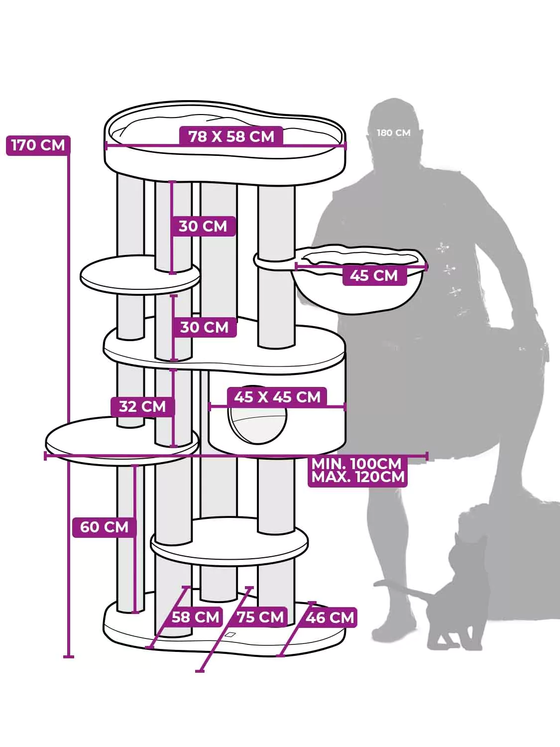 Petrebels Isabella 170 kraapimispuu kassidele - Image 8