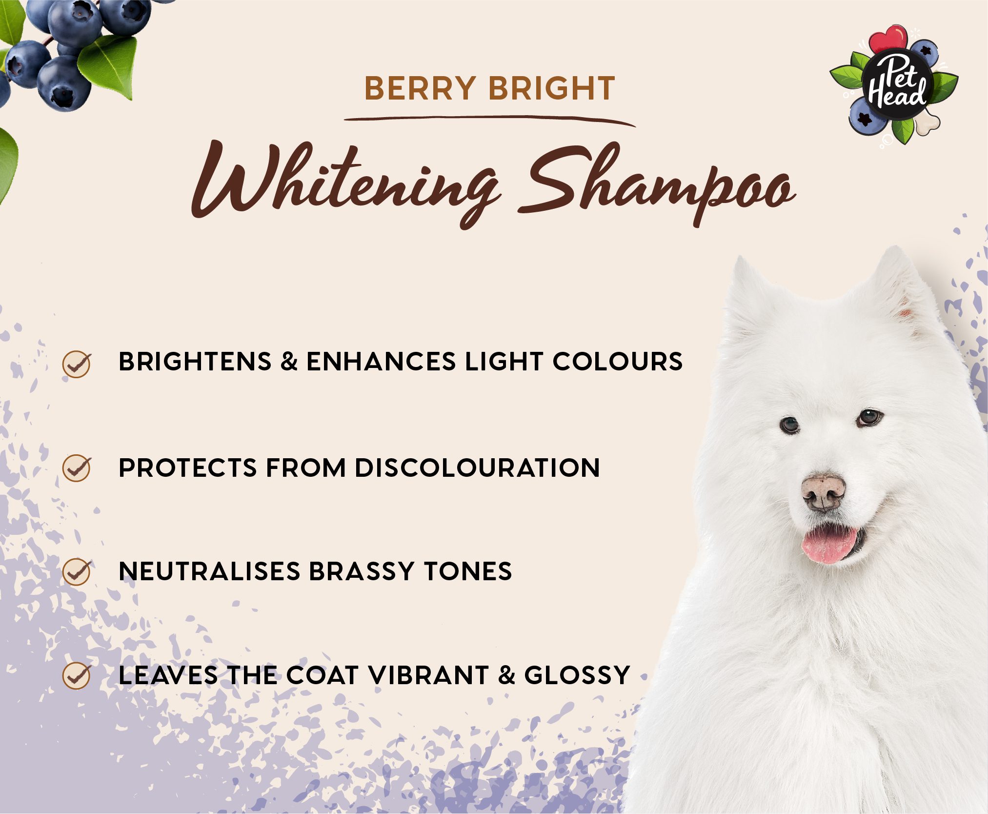 Pet Head Berry Bright valgendav šampoon koertele, 300 ml - Pilt 2