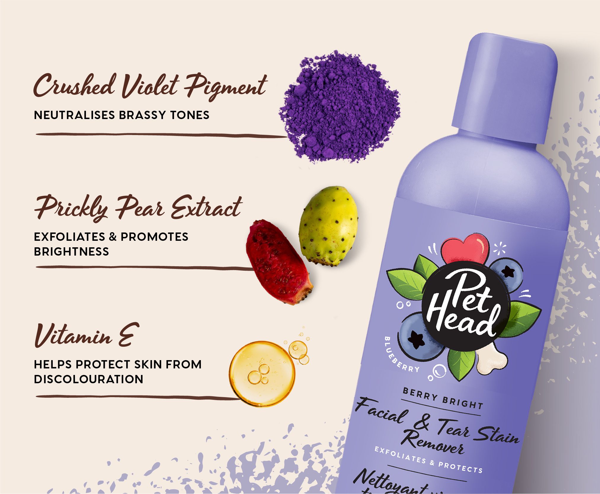 Pet Head Berry Bright näo- ja pisaraplekkide eemaldaja, 200 ml - Pilt 2